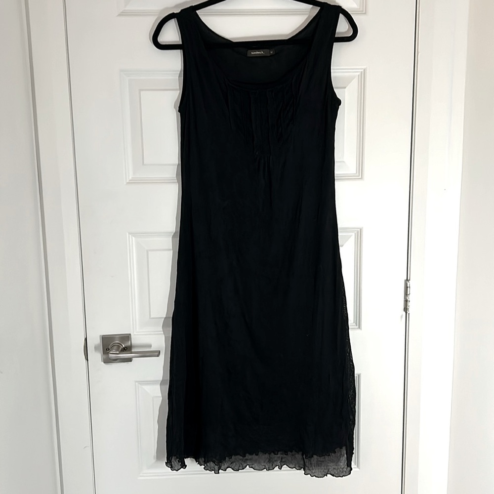 SANDWICH_ - lingerie slip little black dress mesh sheer size medium